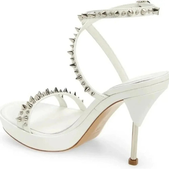 Alexander Mcqueen Punk Stud Metallic Leather Ankle-Strap Sandals - Picture 2 of 7